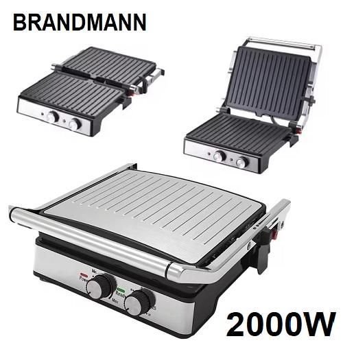 Grill & Pannini Electrique XL en inox 2000W BRANDMANN BR-SM-002