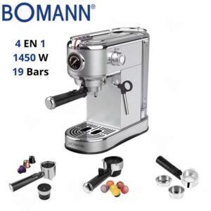 Machine À Café À Bras 4en1 En Inox 19Bars 1450W Bomann ES 1198 CB
