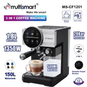 Machine à café 3en1 Lait et Café + Ccappuccino 20Bar 1.8L 1350w MULTISMART MS-CF1201