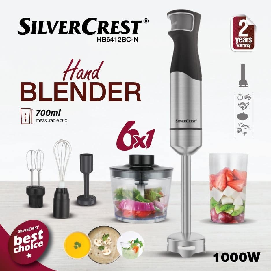 Mixeur Plongeant INOX Multifonctions 6en1 1000W SilverCrest