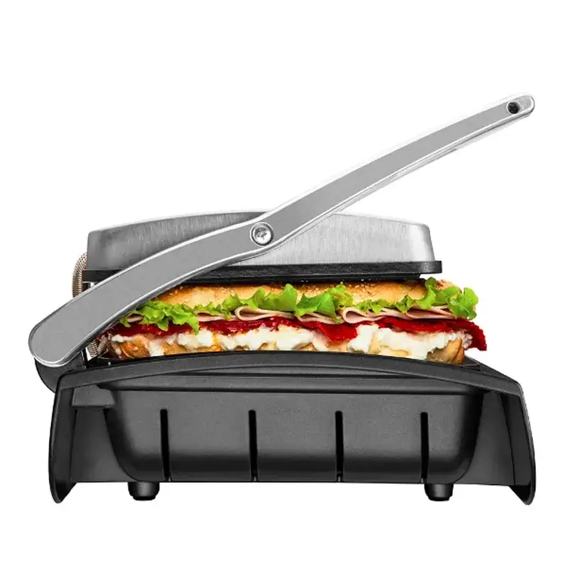 Planche a Grille et Panineuse inox 2 en 1 - 1500W 38x20 CM Multismart MS-GL1111 – Image 4