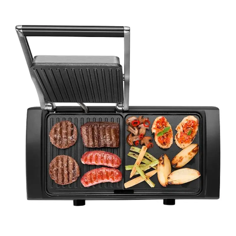 Planche a Grille et Panineuse inox 2 en 1 - 1500W 38x20 CM Multismart MS-GL1111 – Image 5